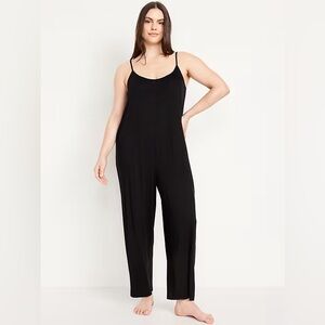 NWT! Old Navy Sunday Sleep Knit Jersey Jumpsuit in Black Jack - Size Medium 🩶